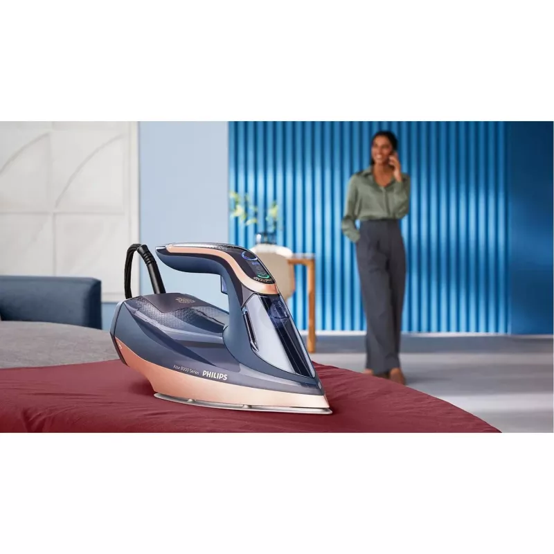 Ferro de engomar a vapor Philips Azur 8000 Series DST8050/20 — 3000 W, 0,35 L, base SteamGlide Elite, 85 g/min vapor contínuo, 260 g/min boost