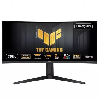 Monitor ASUS TUF Gaming VG34VQEL1A 34 polegadas Curved LED 3440 x 1440 100 Hz VA 1 ms FreeSync HDR10 USB-Hub