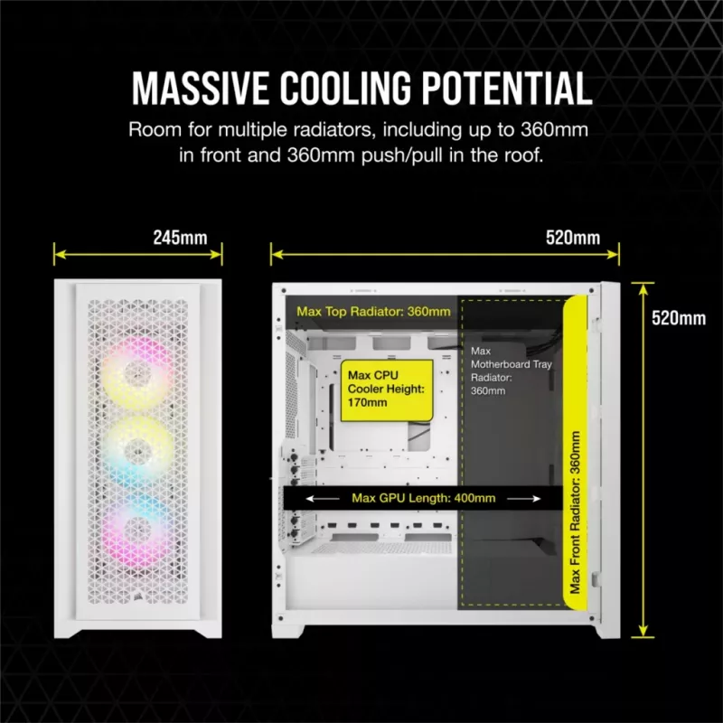 Caixa para PC Corsair iCUE 5000D RGB Airflow Midi-Tower branca