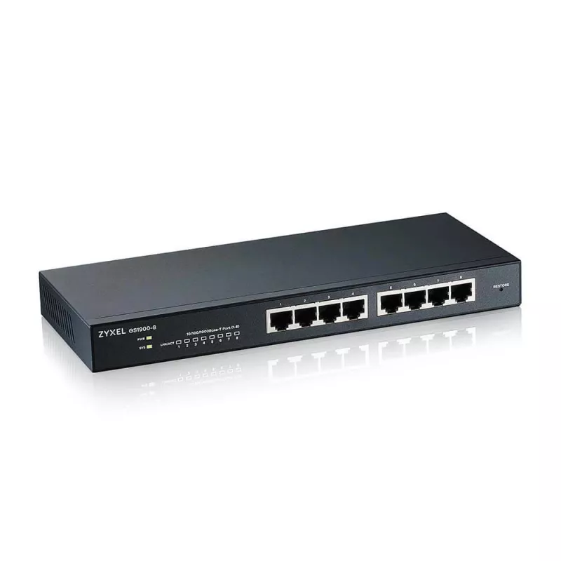 Zyxel GS1900-8 Managed L2 Gigabit Ethernet (10/100/1000) preto
