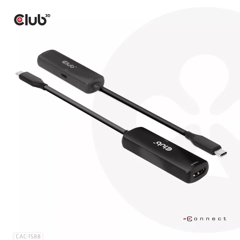 Adaptador ativo CLUB3D USB Gen2 Type-C para HDMI™ 8K60Hz ou 4K120Hz HDR10+ com DSC1.2 com Power Delivery 3.0 macho/fêmea