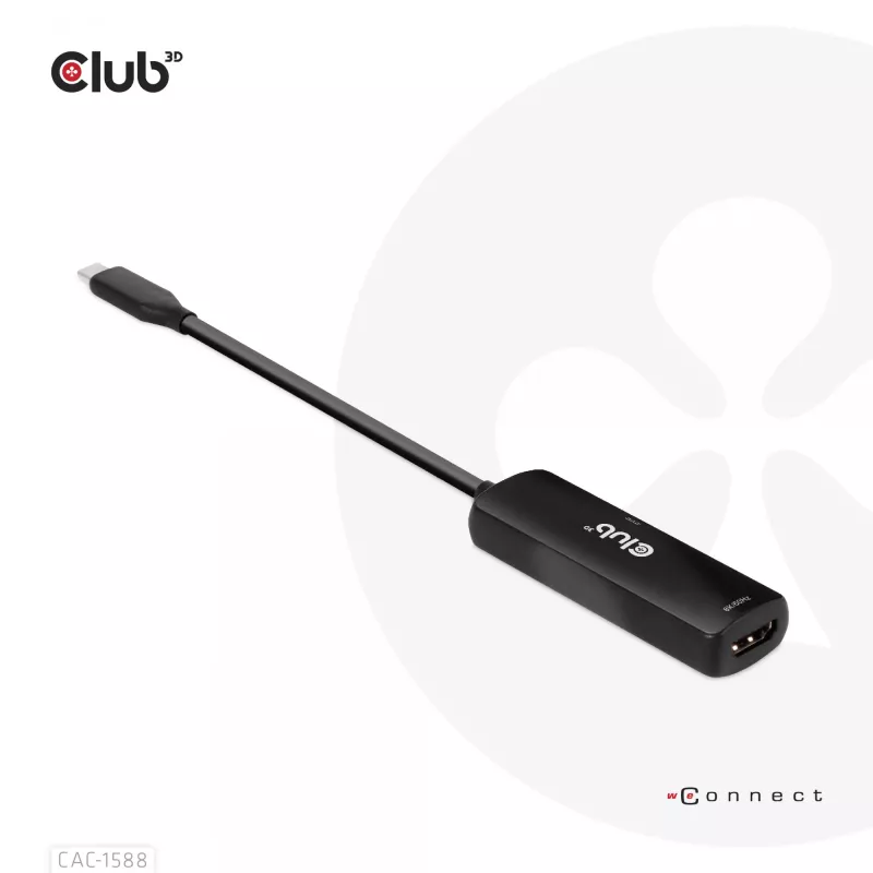 Adaptador ativo CLUB3D USB Gen2 Type-C para HDMI™ 8K60Hz ou 4K120Hz HDR10+ com DSC1.2 com Power Delivery 3.0 macho/fêmea