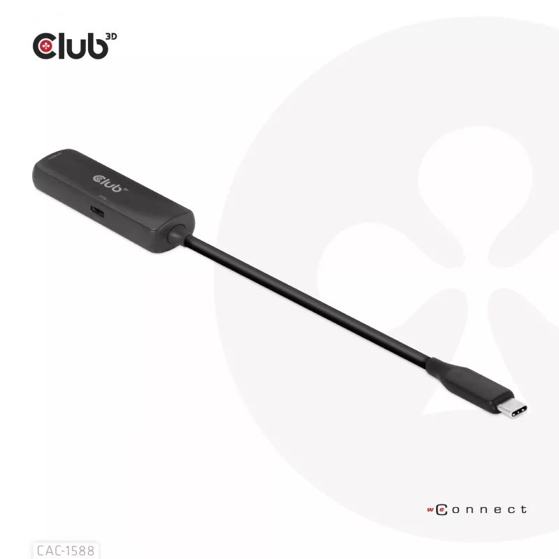 Adaptador ativo CLUB3D USB Gen2 Type-C para HDMI™ 8K60Hz ou 4K120Hz HDR10+ com DSC1.2 com Power Delivery 3.0 macho/fêmea
