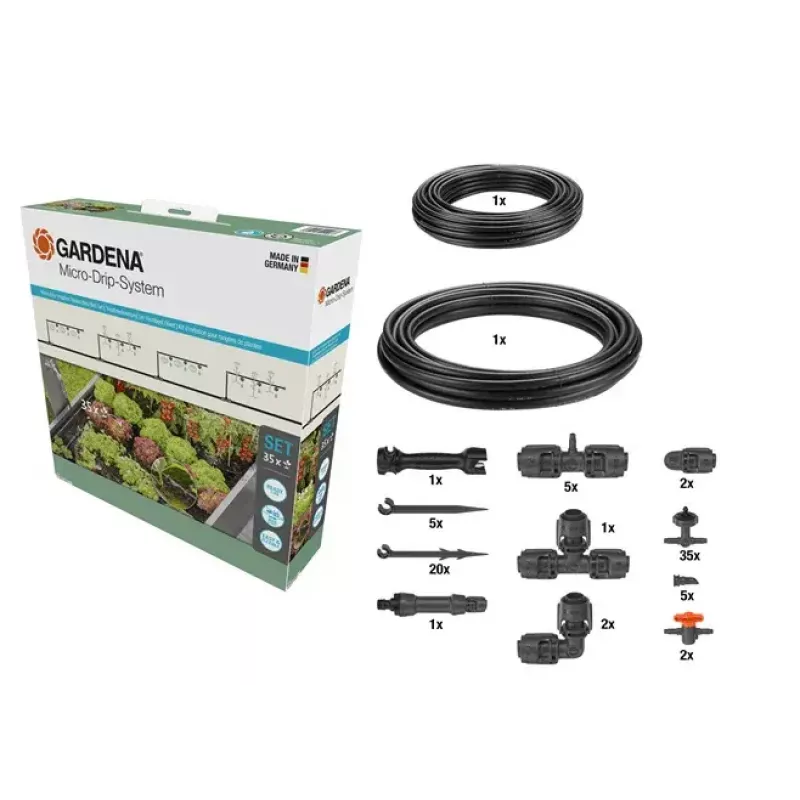 Conjunto de micro-rega gota a gota Gardena 13455-20 comprimento da mangueira 15 m preto verde