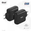 Carregador de viagem CLUB3D 100 Watt tecnologia GaN, certificado USB-IF TID, porta única USB Type-C, suporte Power Delivery(PD) 3.0