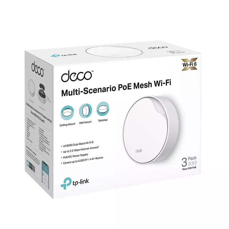 Sistema TP-Link AX3000 Whole Home Mesh Wi-Fi 6 com PoE