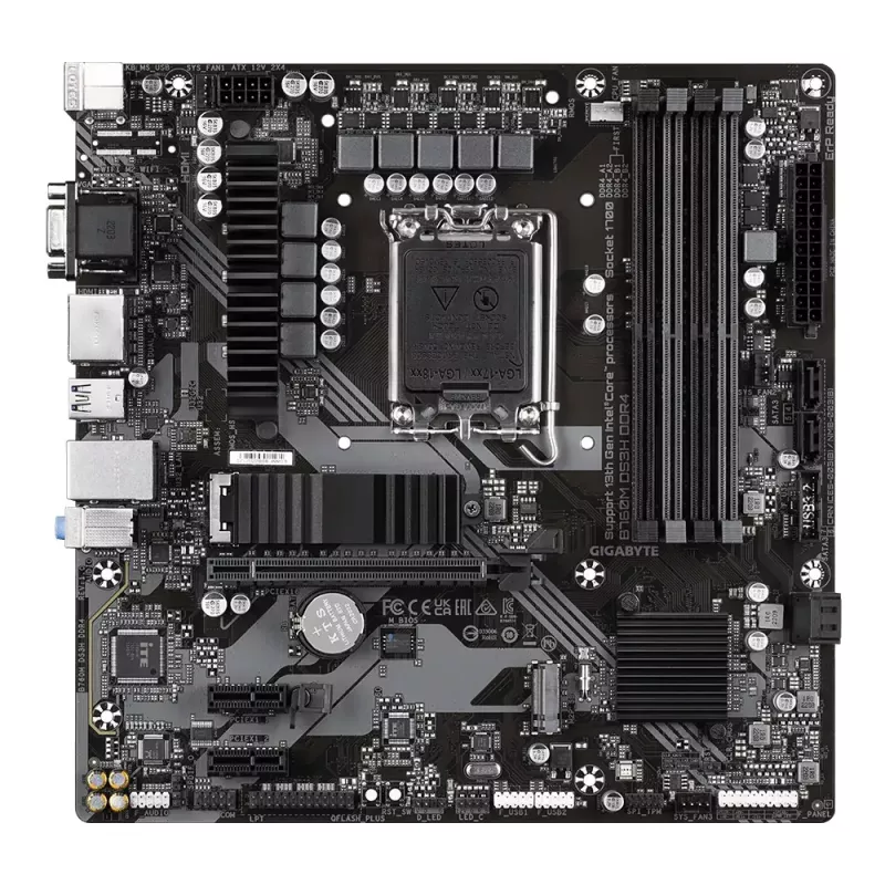 Placa-mãe GIGABYTE B760M DS3H DDR4 Micro ATX, Intel LGA 1700, 4x DIMM, 128GB, 2.5Gb LAN, 2x M.2, HDMI+DP