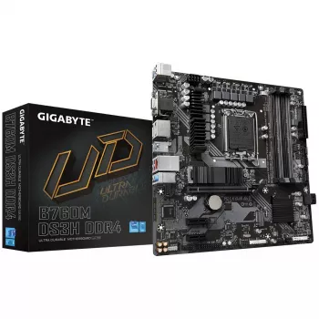 Placa-mãe GIGABYTE B760M DS3H DDR4 Micro ATX, Intel LGA 1700, 4x DIMM, 128GB, 2.5Gb LAN, 2x M.2, HDMI+DP