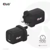 Carregador de viagem CLUB3D PPS 65Watt tecnologia GAN, ligação tripla (2x USB Type-C + USB Type-A) suporte Power Delivery (PD) 3.0