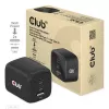 Carregador de viagem CLUB3D PPS 65Watt tecnologia GAN, ligação tripla (2x USB Type-C + USB Type-A) suporte Power Delivery (PD) 3.0