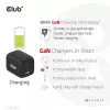 Carregador de viagem CLUB3D PPS 65Watt tecnologia GAN, ligação tripla (2x USB Type-C + USB Type-A) suporte Power Delivery (PD) 3.0