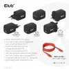 Carregador de viagem CLUB3D PPS 65Watt tecnologia GAN, ligação tripla (2x USB Type-C + USB Type-A) suporte Power Delivery (PD) 3.0