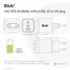 Carregador de viagem CLUB3D PPS 65Watt tecnologia GAN, ligação tripla (2x USB Type-C + USB Type-A) suporte Power Delivery (PD) 3.0