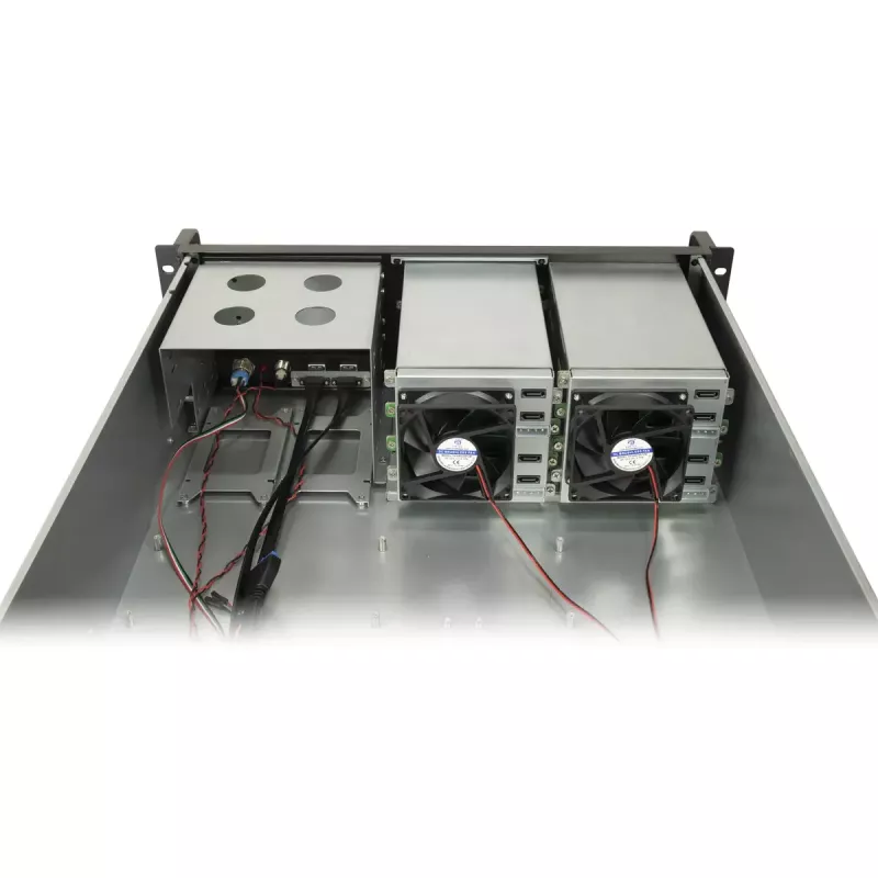 Inter-Tech IPC 3U-3508 chassis para servidor de armazenamento, rack 48,3 cm 3U, ATX, SATA/SAS Hot-Swap, 2x compartimentos externos de 5,25 polegadas, sem fonte de alimentação, preto