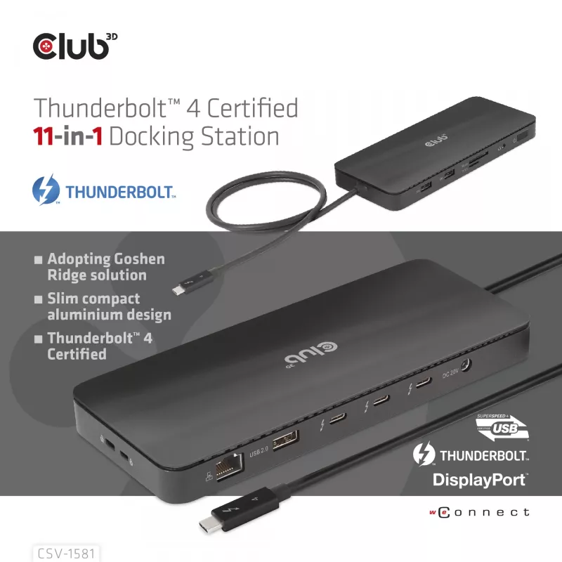 Docking station CLUB3D Thunderbolt 4 Certificada 11-em-1 140W