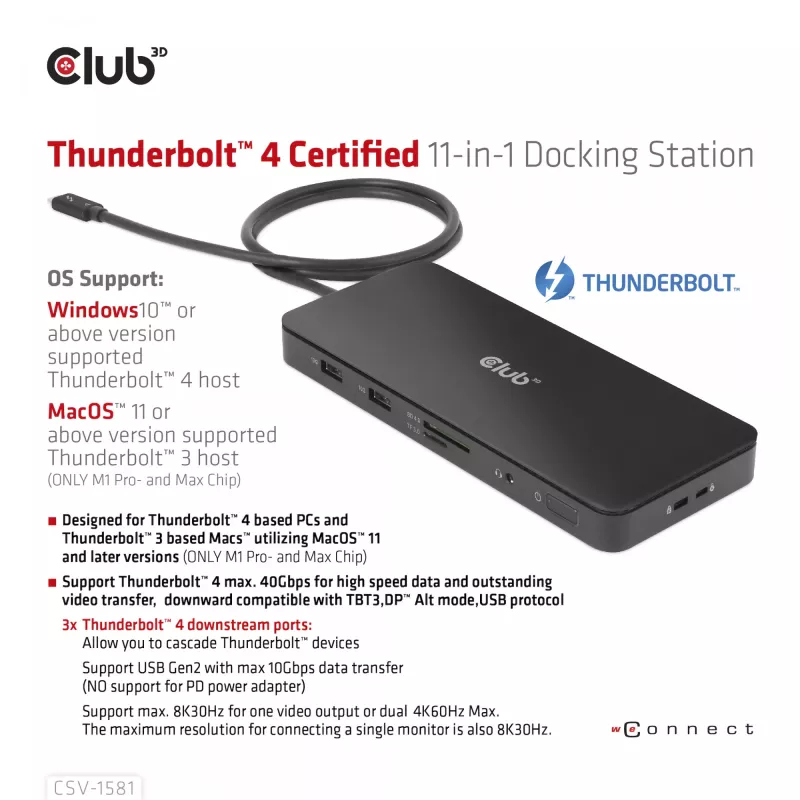 Docking station CLUB3D Thunderbolt 4 Certificada 11-em-1 140W