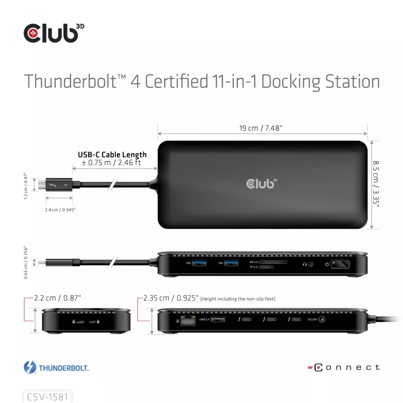 Docking station CLUB3D Thunderbolt 4 Certificada 11-em-1 140W