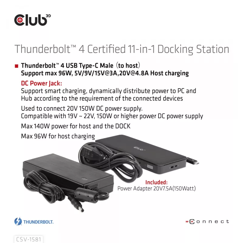 Docking station CLUB3D Thunderbolt 4 Certificada 11-em-1 140W