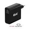 Carregador de viagem CLUB3D 140 Watt Tecnologia GaN, porta única USB Type-C, suporte Power Delivery (PD) 3.1