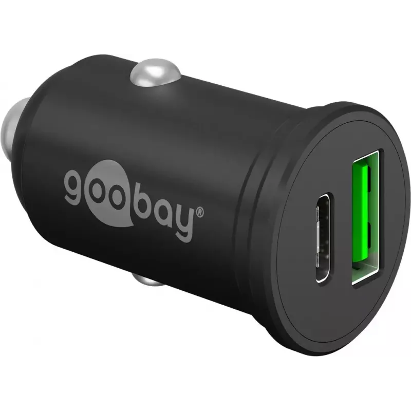 Carregador rápido de automóvel Goobay Dual-USB USB-C PD 45W Preto