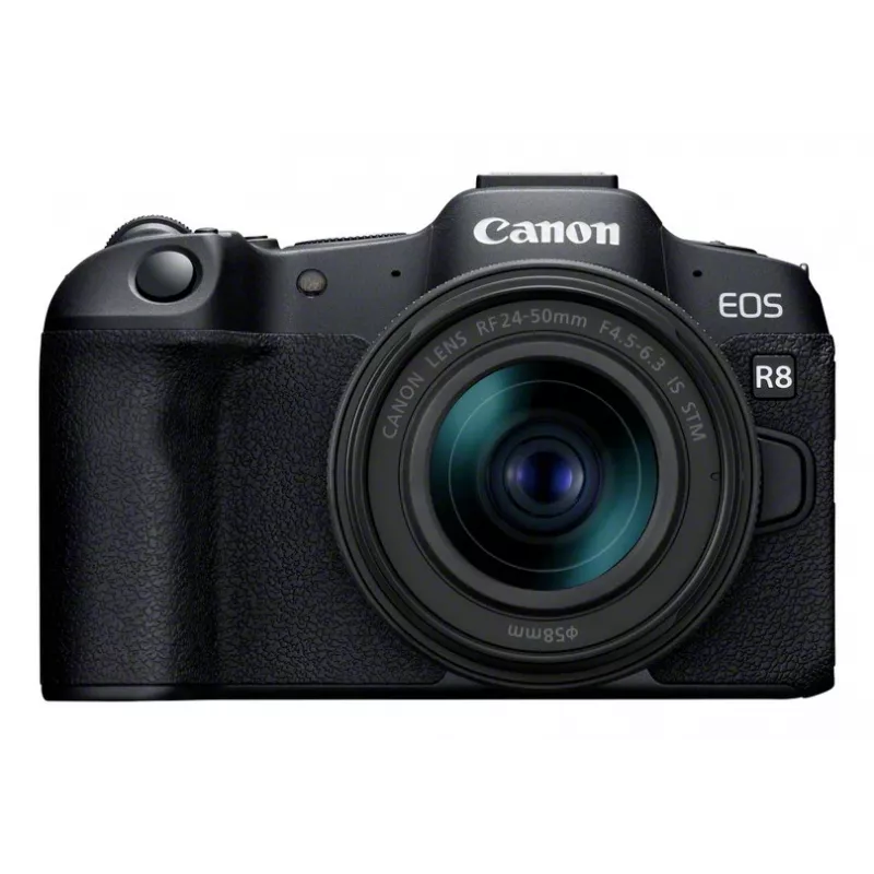 Canon EOS R8 + RF 24-50mm F4.5-6.3 IS STM Kit, 24.2 MP, 6000 x 4000 Pixel, CMOS, 4K Ultra HD, Ecrã tátil, Preto