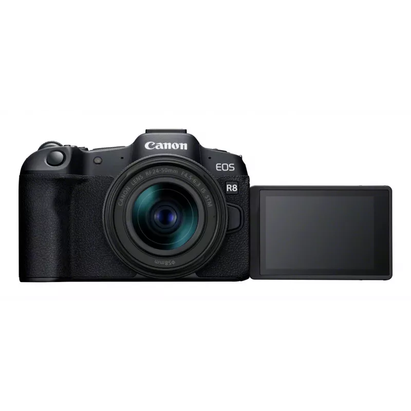 Canon EOS R8 + RF 24-50mm F4.5-6.3 IS STM Kit, 24.2 MP, 6000 x 4000 Pixel, CMOS, 4K Ultra HD, Ecrã tátil, Preto