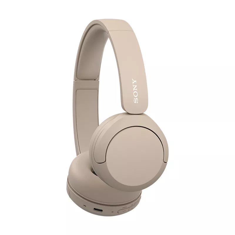 Auscultadores Sony WH-CH520 sem fios com arco para chamadas/música USB Type-C Bluetooth base de carregamento creme