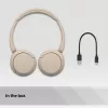Auscultadores Sony WH-CH520 sem fios com arco para chamadas/música USB Type-C Bluetooth base de carregamento creme