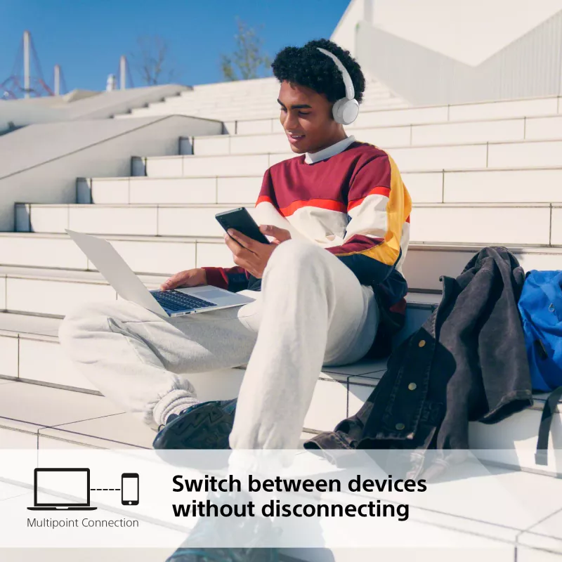 Auscultadores Sony WH-CH520 sem fios on-ear, Bluetooth 5.2, 50 h de reprodução, carregamento USB-C, branco