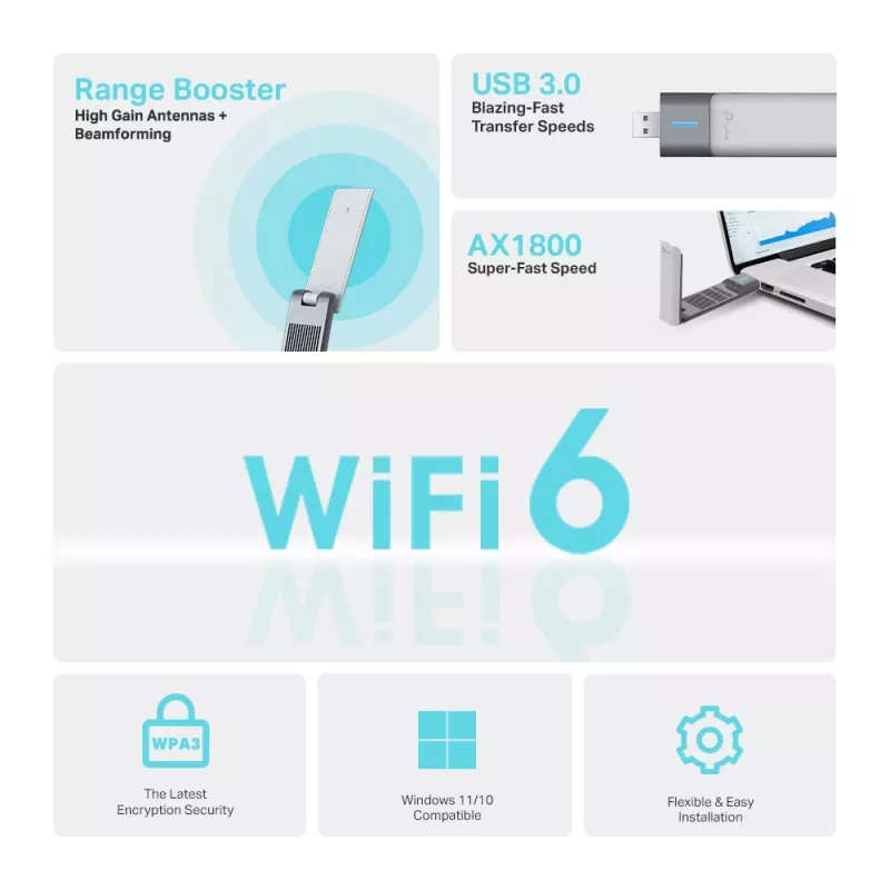 Adaptador USB TP-Link Archer AX1800 High Gain Dual-Band Wi-Fi 6