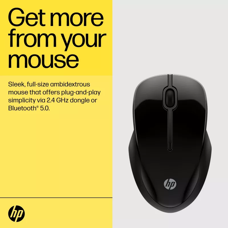Rato HP 250 Dual, ambidestro, Bluetooth + USB Type-A, 1600 DPI, preto