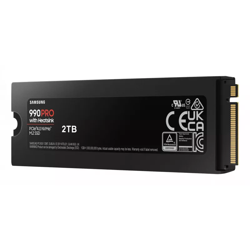Unidade SSD Samsung 990 PRO com dissipador 2000 GB M.2 2280 M.2 NVMe MZ-V9P2T0CW