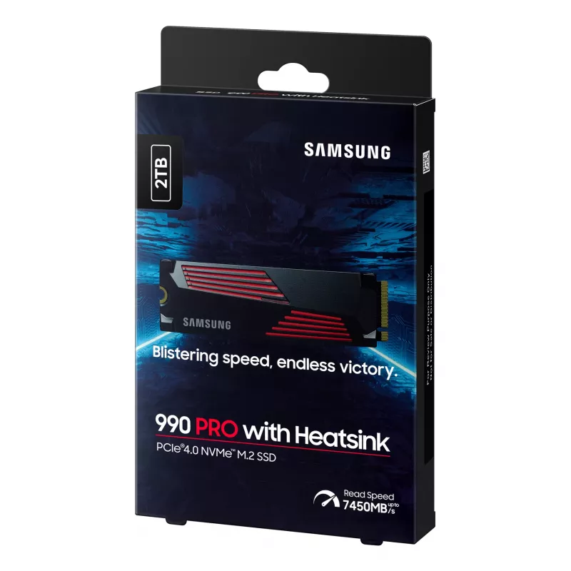 Unidade SSD Samsung 990 PRO com dissipador 2000 GB M.2 2280 M.2 NVMe MZ-V9P2T0CW