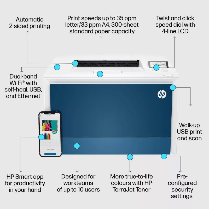 Impressora HP Color LaserJet Pro 4202dw laser cor
