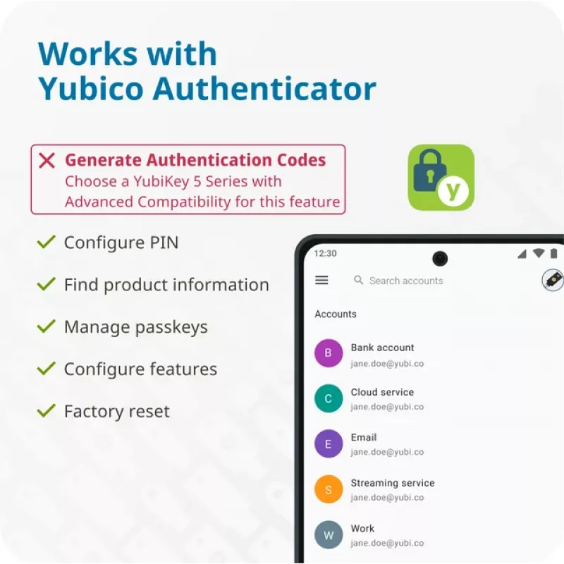 Chave de segurança YUBICO NFC USB-A