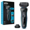 Máquina de barbear Braun Series 5 51-M1200s para homem máquina de barbear de lâminas aparador preto, azul