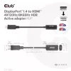 CLUB3D Adaptador Ativo DisplayPort1.4 para HDMI 4K120Hz/8K60Hz HDR M/F