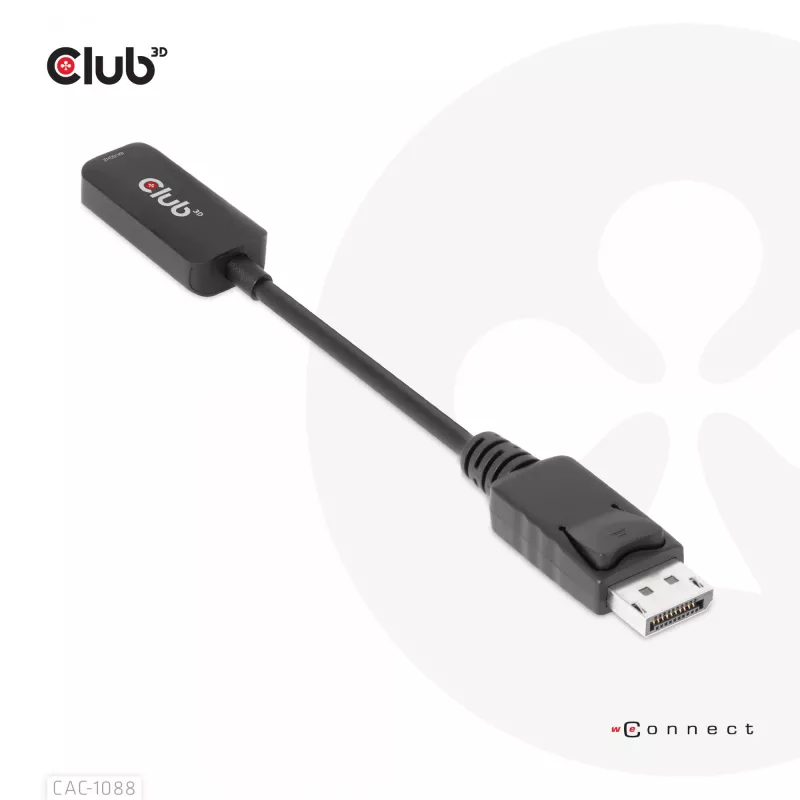 CLUB3D Adaptador Ativo DisplayPort1.4 para HDMI 4K120Hz/8K60Hz HDR M/F