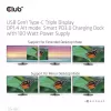 CLUB3D Dock de Carregamento USB Gen1 Type-C Triple Display DP1.4 Alt mode Smart PD3.0 com Fonte de Alimentação 100 Watt