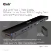 CLUB3D Dock de Carregamento USB Gen1 Type-C Triple Display DP1.4 Alt mode Smart PD3.0 com Fonte de Alimentação 100 Watt