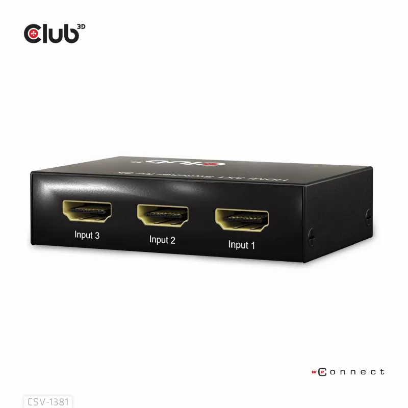 Club3D CSV-1381 comutador HDMI 3 para 1, 8K60Hz/4K120Hz
