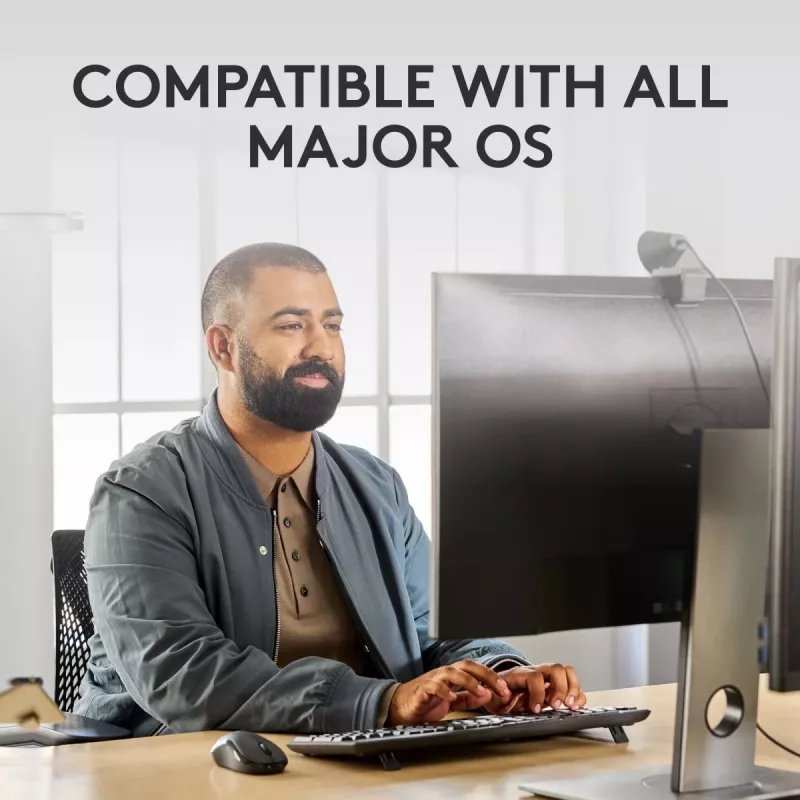 Conjunto de teclado e rato Logitech MK370 Combo for Business — Full-Size QWERTY (US International), RF Wireless + Bluetooth, grafite