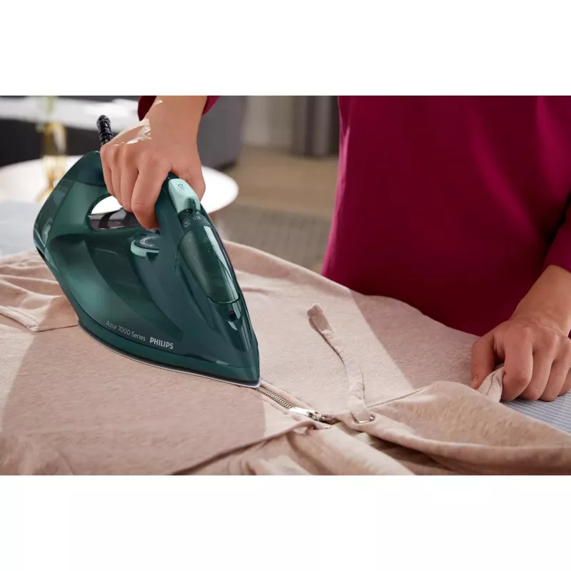 Philips Série 7000 DST7050/70 Ferro de Engomar Ferro a Vapor Base SteamGlide Elite 2800 W Verde