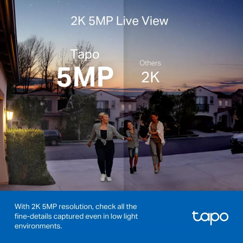 TP-Link Tapo Kit de Campainha com Vídeo Inteligente Câmara, Preto, Branco, IR, CE, RoHS, RCM,R-NZ,FCC, EAC, Triman, UKCA, G.711, 5 MP, 2560 x 1920 Píxeis