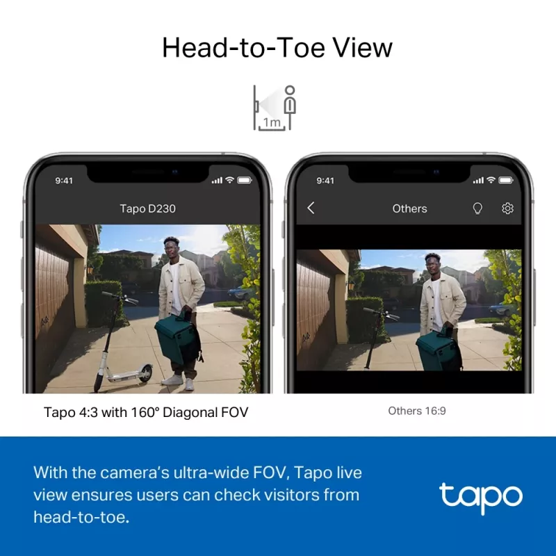 TP-Link Tapo Kit de Campainha com Vídeo Inteligente Câmara, Preto, Branco, IR, CE, RoHS, RCM,R-NZ,FCC, EAC, Triman, UKCA, G.711, 5 MP, 2560 x 1920 Píxeis