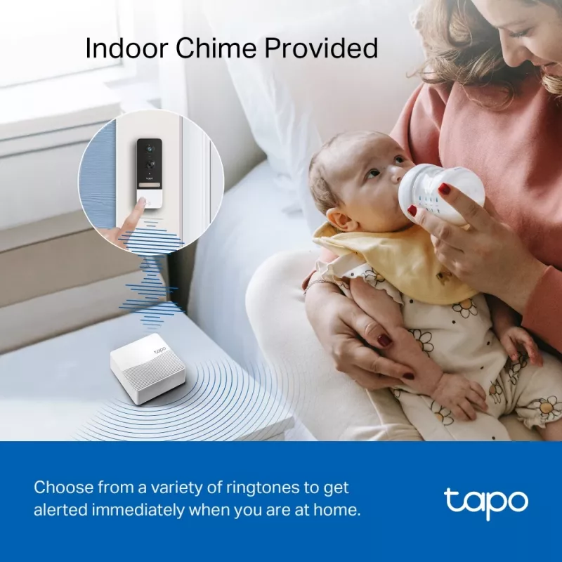TP-Link Tapo Kit de Campainha com Vídeo Inteligente Câmara, Preto, Branco, IR, CE, RoHS, RCM,R-NZ,FCC, EAC, Triman, UKCA, G.711, 5 MP, 2560 x 1920 Píxeis