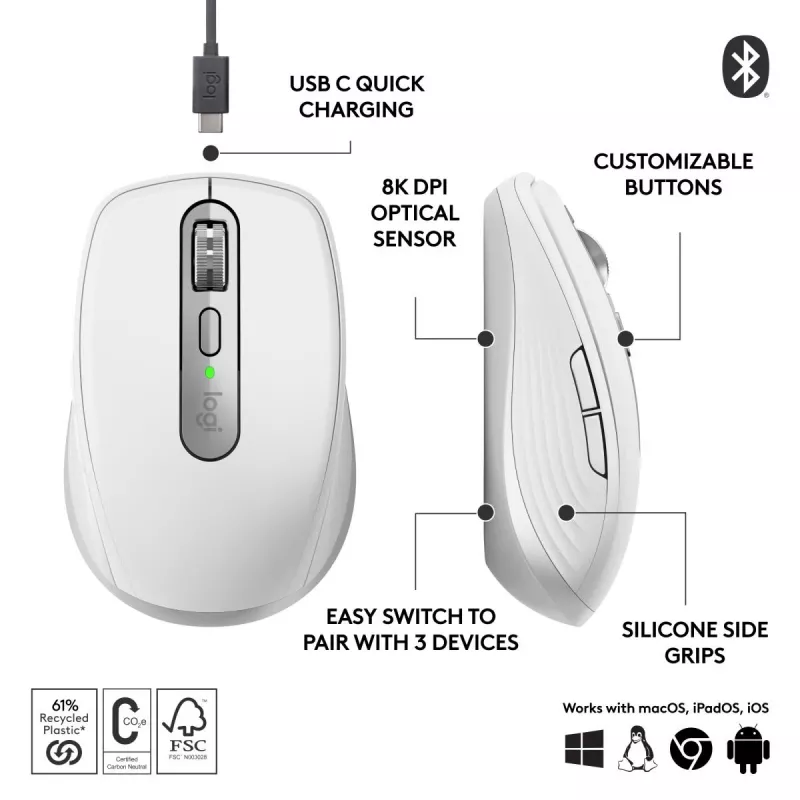 LOGITECH Mx Anywhere 3s For Business - Cinzento Claro - Emea28-935