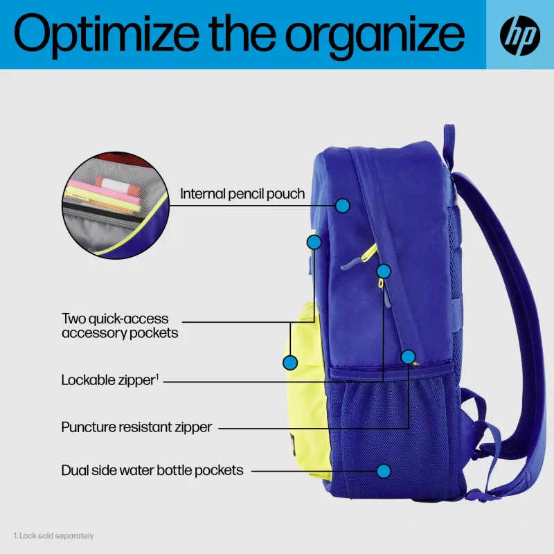 Mochila Casual HP Campus Blue Mochila Azul Amarelo Poliéster 295x185x435mm