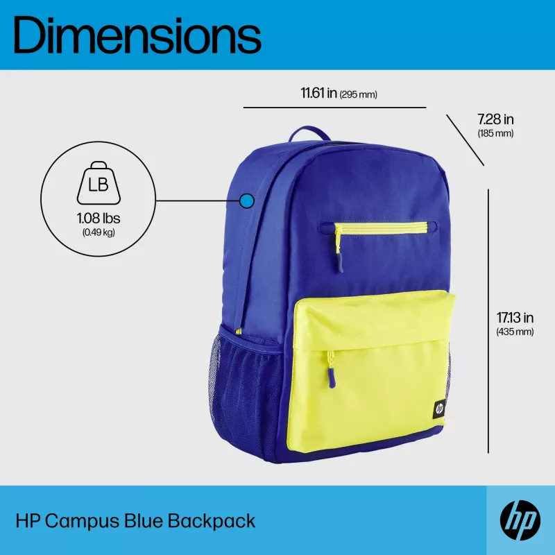 Mochila Casual HP Campus Blue Mochila Azul Amarelo Poliéster 295x185x435mm
