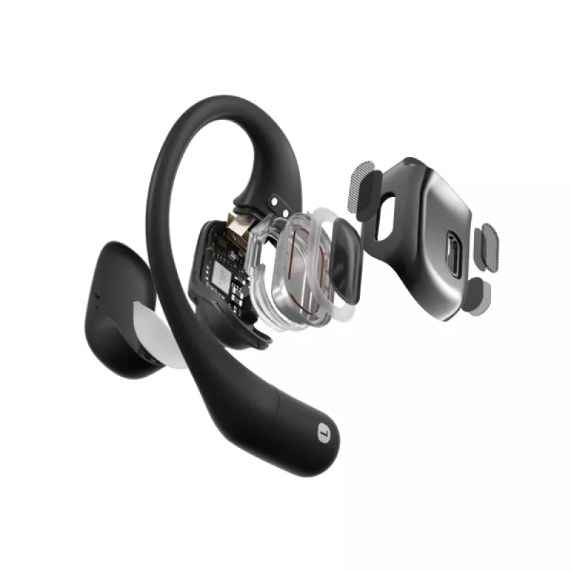 SHOKZ OpenFit Auscultadores sem Fios Gancho de Orelha Chamadas/Música/Desporto/Dia a Dia Bluetooth Preto